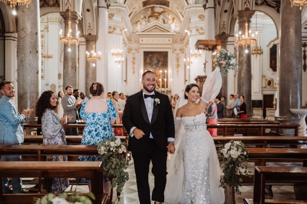 bridal couple in church in Sicily